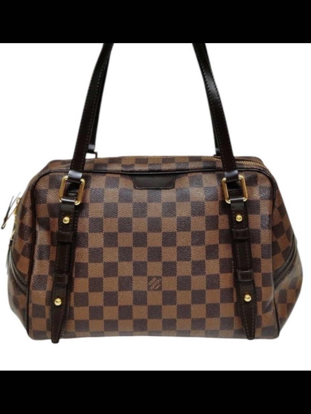 Louis Vuitton Brown Damier Ebene Satchel with Gold Hardware